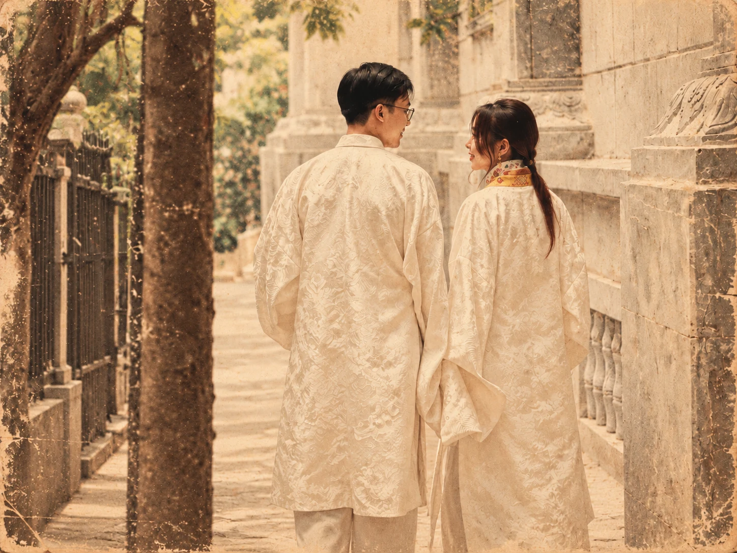 Đôi uyên ương trong khung cảnh cổ điển, phong cách ảnh film